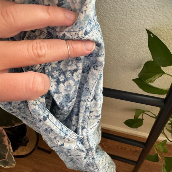 Vintage Liz Claiborne Blue Floral Peasant Long Sleeve Midi Dress Size Petite M - Picture 9 of 12